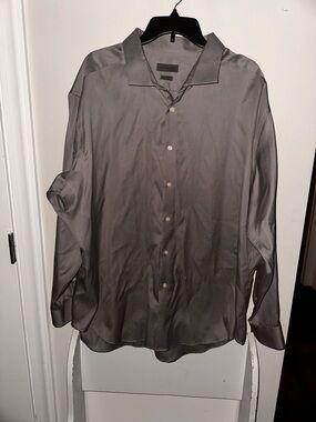 Calvin Klein Men's Long-Sleeve Gray Dress Shirt 20 Neck 34/35 sleeve